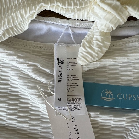 NWT! Cupshe High Thigh, High Waist Bikini Bottoms with Tie Front - Neutral Bone - Picture 4 of 8